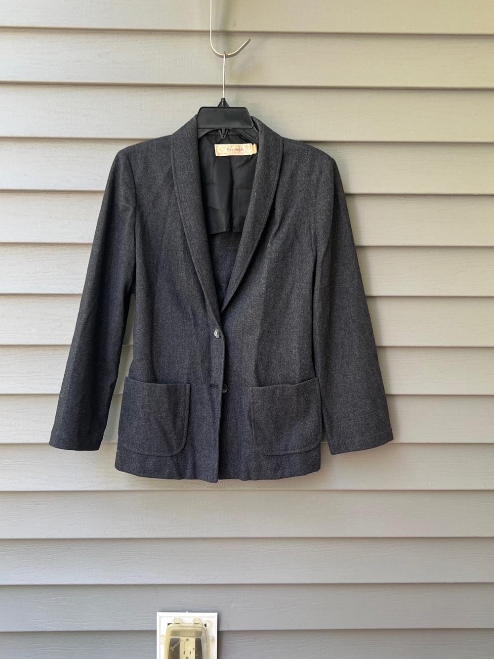 Vintage Pendleton Charcoal Gray Blazer 100% Virgin Wool Women’s 5-6